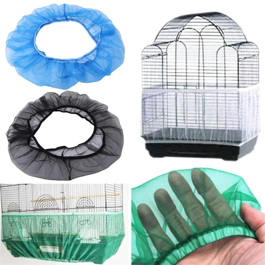 

Nylon Mesh Bird Cage Cover Skirt Net Protector Bird Universal Stretchy Sheer Seed Food Catcher Guard Parrot Bird Cage Net Cover