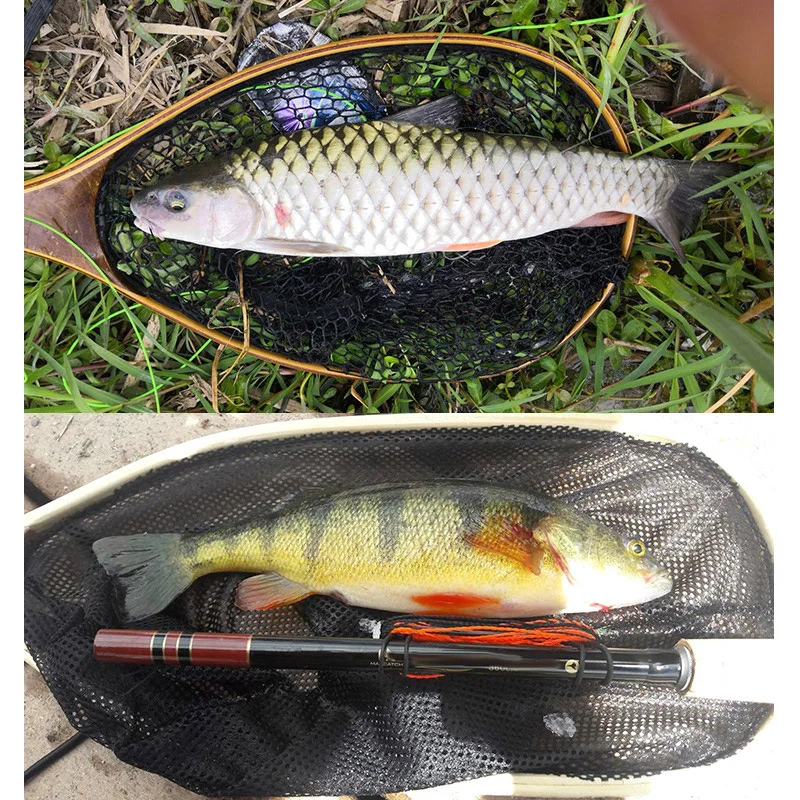 

Hot Fly Fishing Landing Net Mesh Trout Catch Wooden Frame Handle Portable Accessories MVI-ing