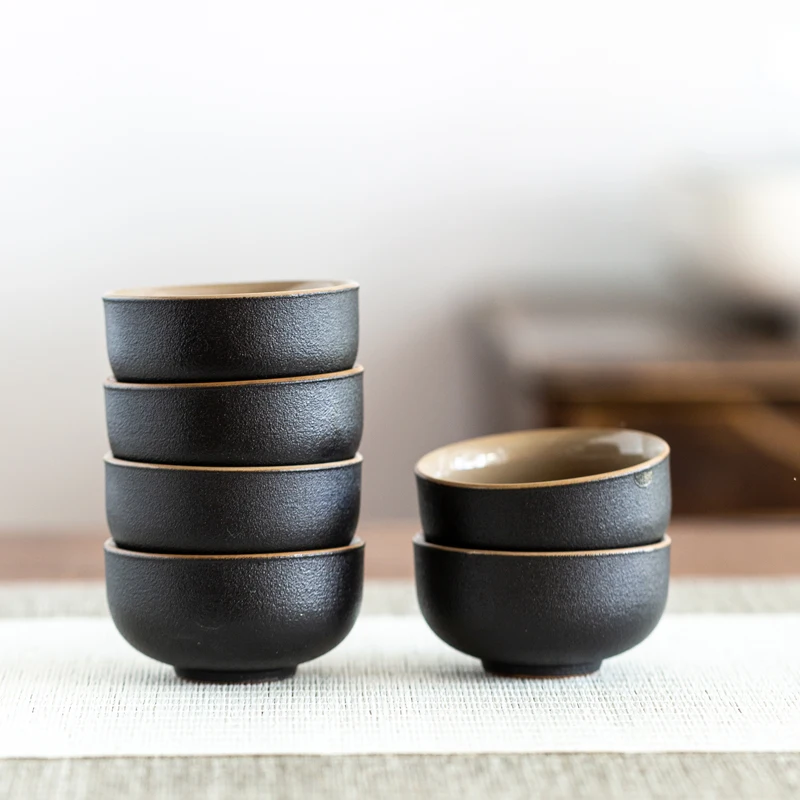 Черная глиняная посуда японский керамическая чайная чашка для пуэр фарфоровые