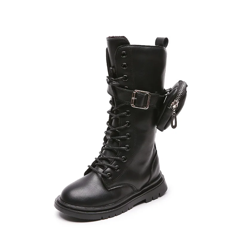 Женские высокие металлические ботинки осень и зима модные с боковой молнией