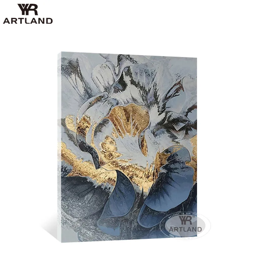 Украшение стен дома с золотым покрытием ручная роспись абстрактная картина