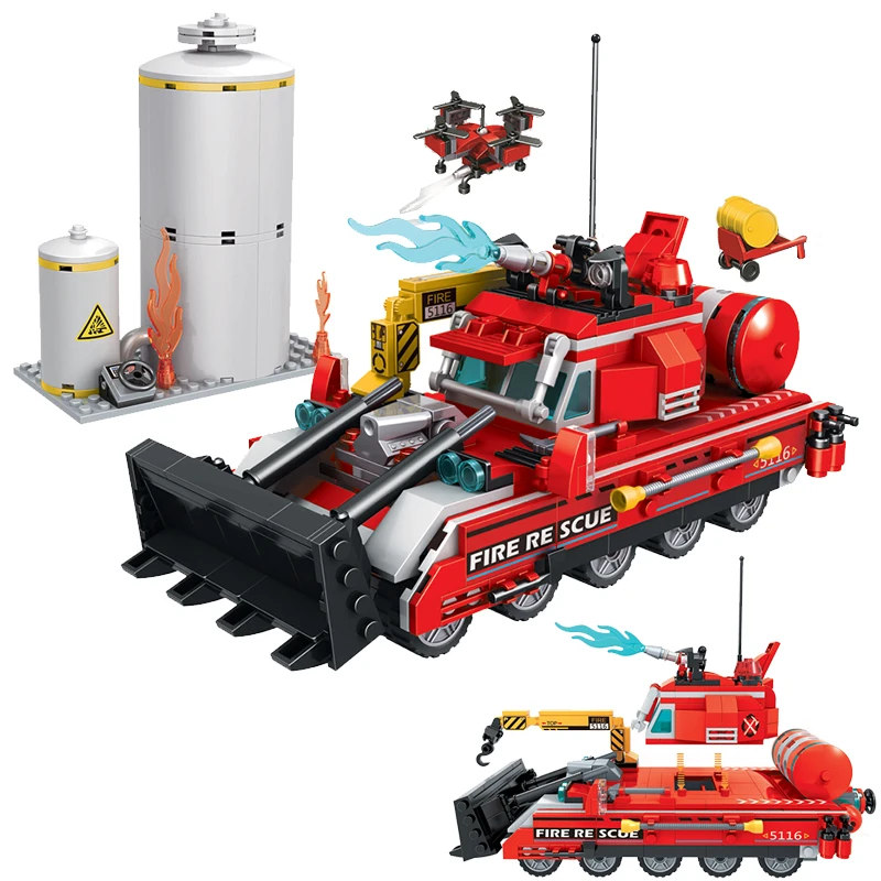 

MOC Creator Multifunctional fire Tank Truck 584pcs City Fire Fighters Model Building Blocks Bricks Toys For boys Christmas Gifts