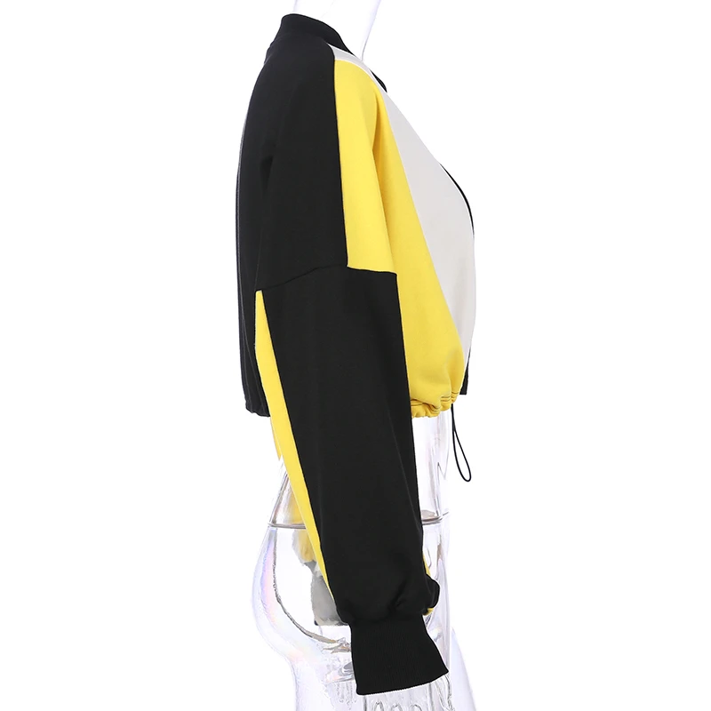 Sweetown с длинным рукавом Свободные кроп в Корейском стиле женские худи и свитшоты