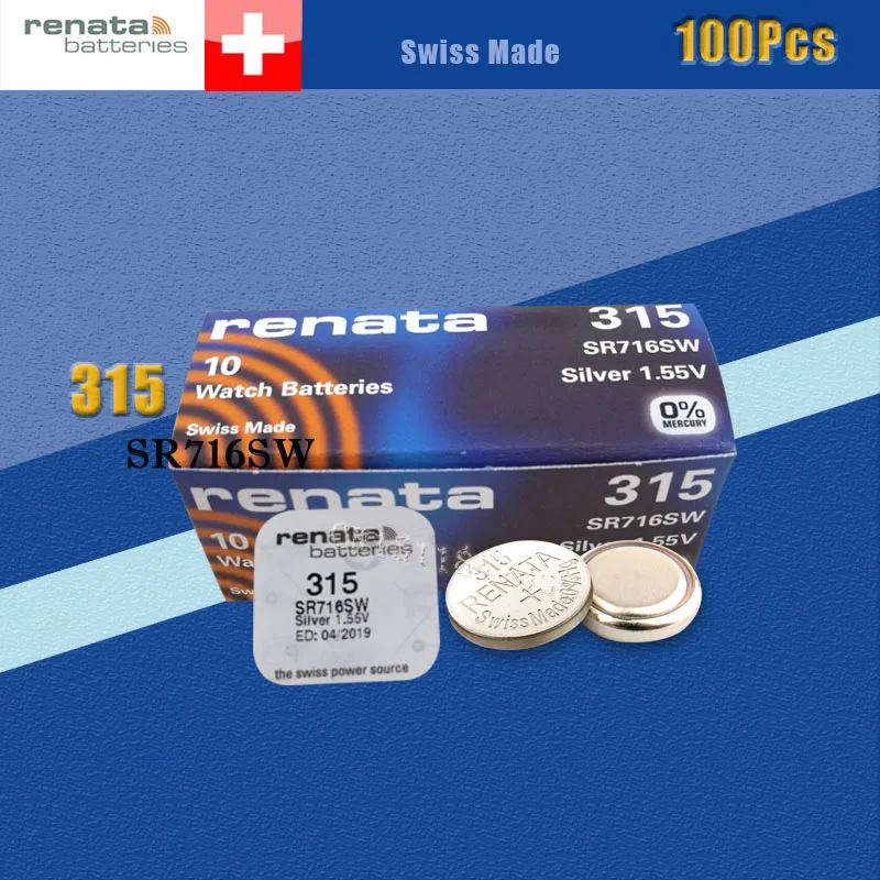 100 шт. батарея часов renata с оксидом серебра 315 SR716SW 716 1 55 V 100% оригинальный бренд