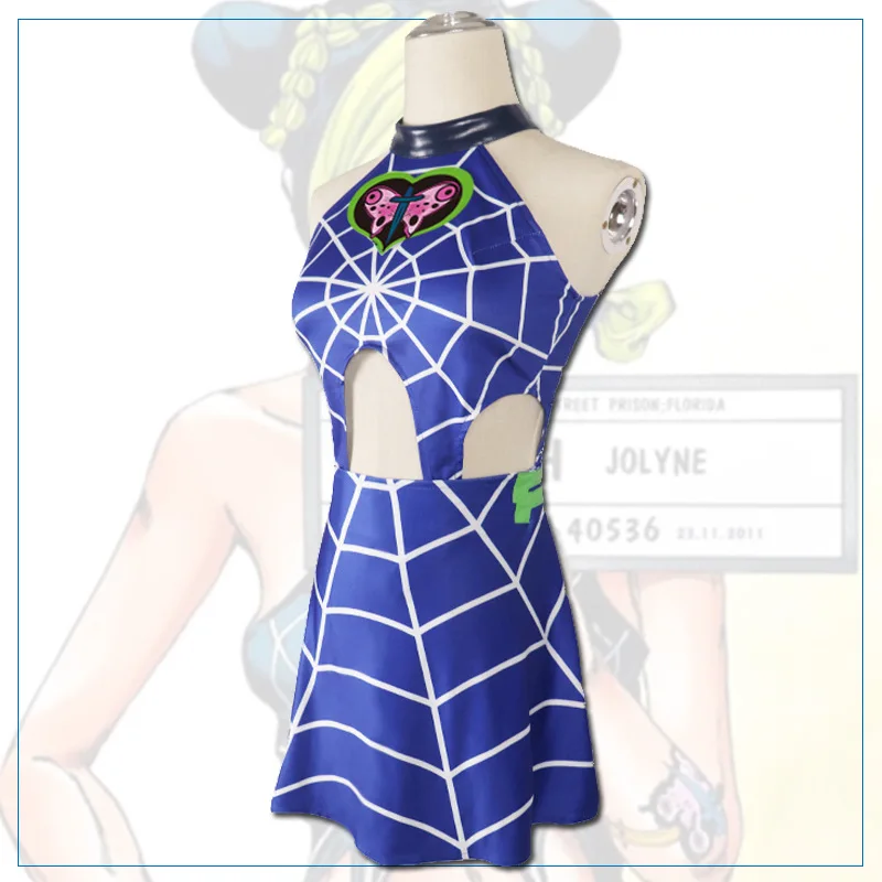 JoJo's Bizarre Adventure Anime Cosplay Jolyne Cujoh Costumes Sleeveless Mini Dress for Sexy Women Carnival Party Outfit |