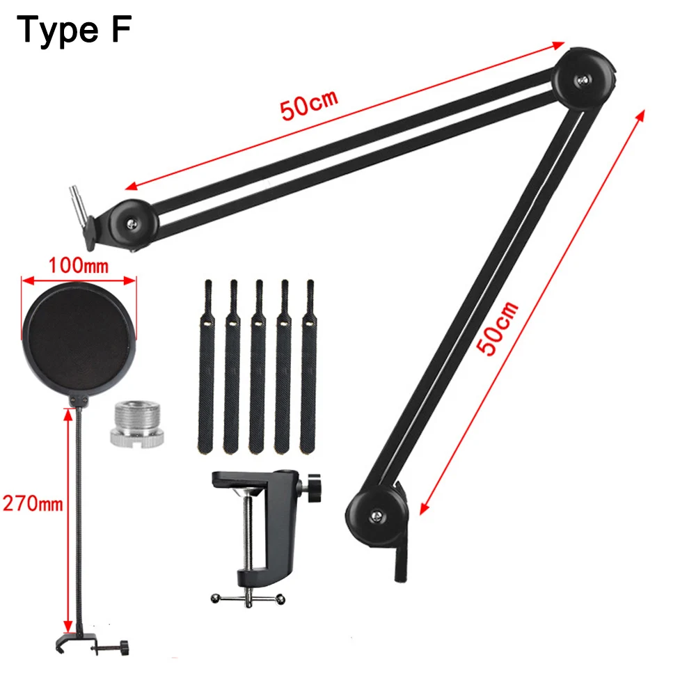 

Microphone Boom Arm Stand Heavy Duty Cantilever Bracket Tripod Adjustable Suspension Scissor Spring Built-in Mic Stand