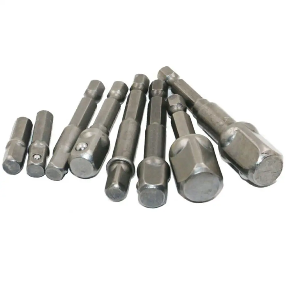 8Pcs/Set Hex Wrench Sleeve Extension Bar Drive Power Drill Bit 1/4&quot 3/8&quot 1/2&quot Socket Driver Adapter Set Chrome Vanadium Steel |