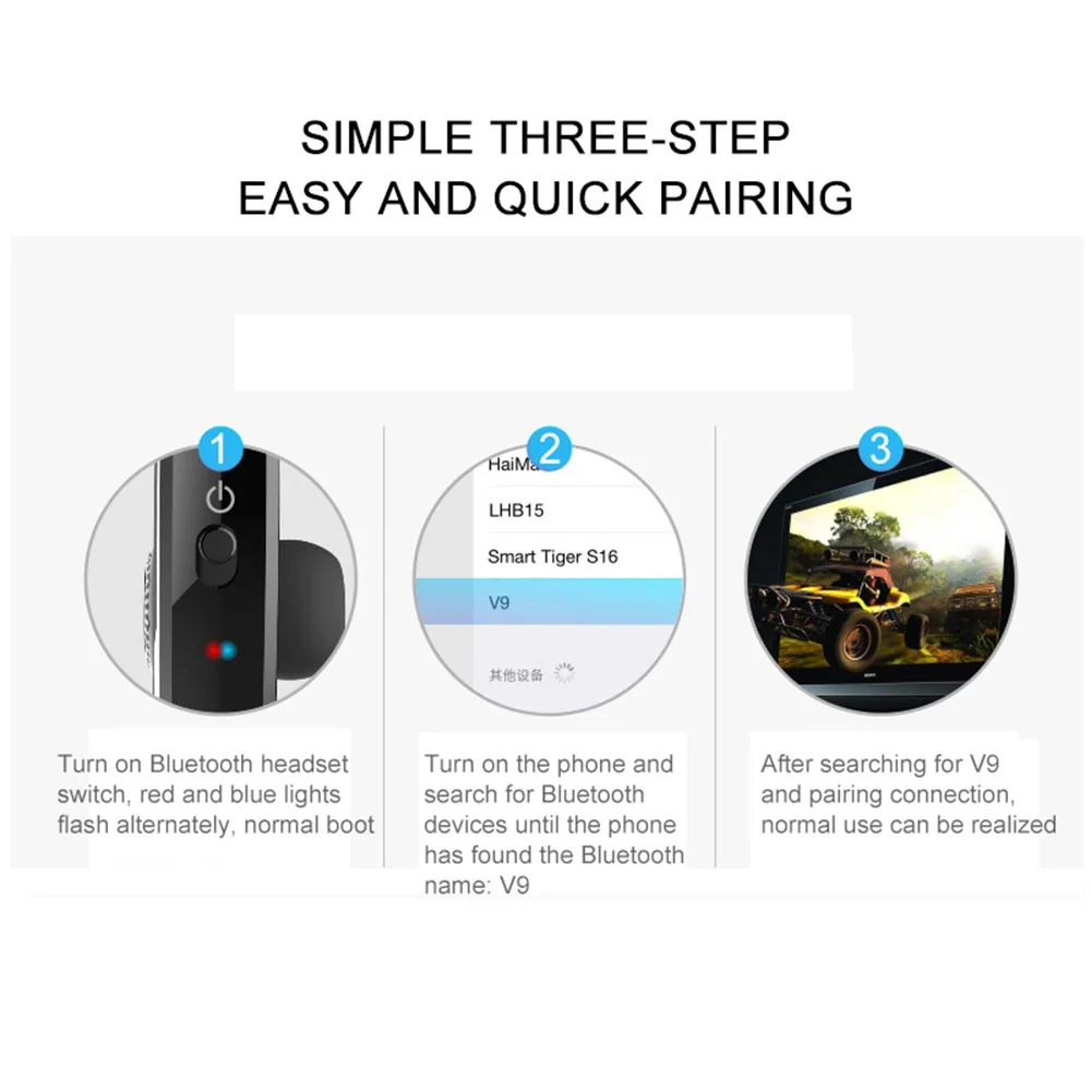 V9 Bluetooth наушники Handsfree Call беспроводная гарнитура бизнес спортивные для IOS Android |