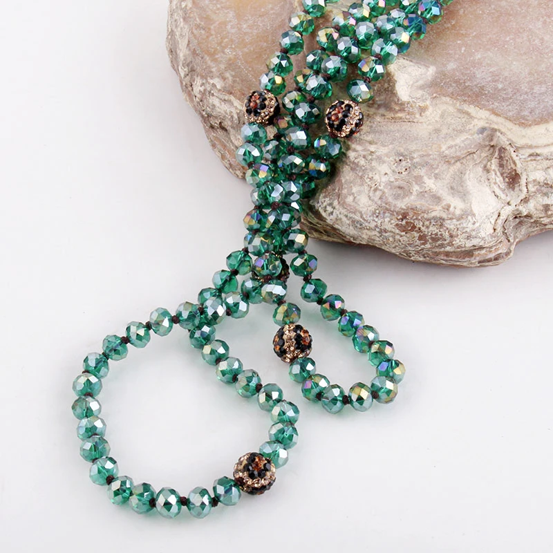 

RH Fashion Bohemian Jewelry Long Glass TigerEye Pave Necklaces For Women Necklace Boho Gift