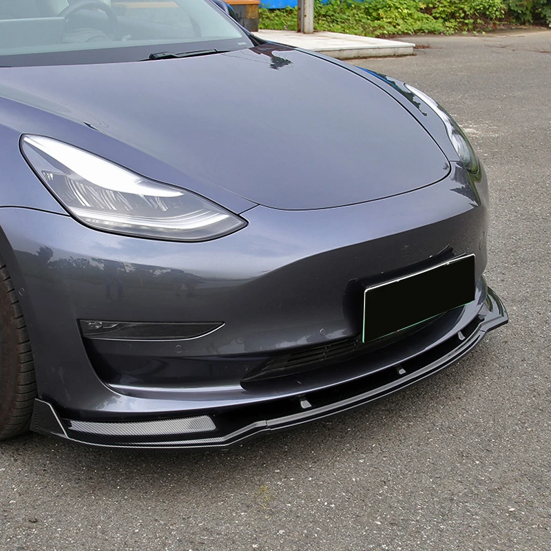 Для Tesla модель 3 на передний бампер для автомобильного стайлинга крышка спойлер обвес сплиттер 3 шт. АБС пластик авто аксессуары