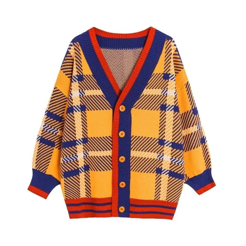 

Medium length thick knitted cardigan women's coat autumn and winter lazy style retro loose sweater women