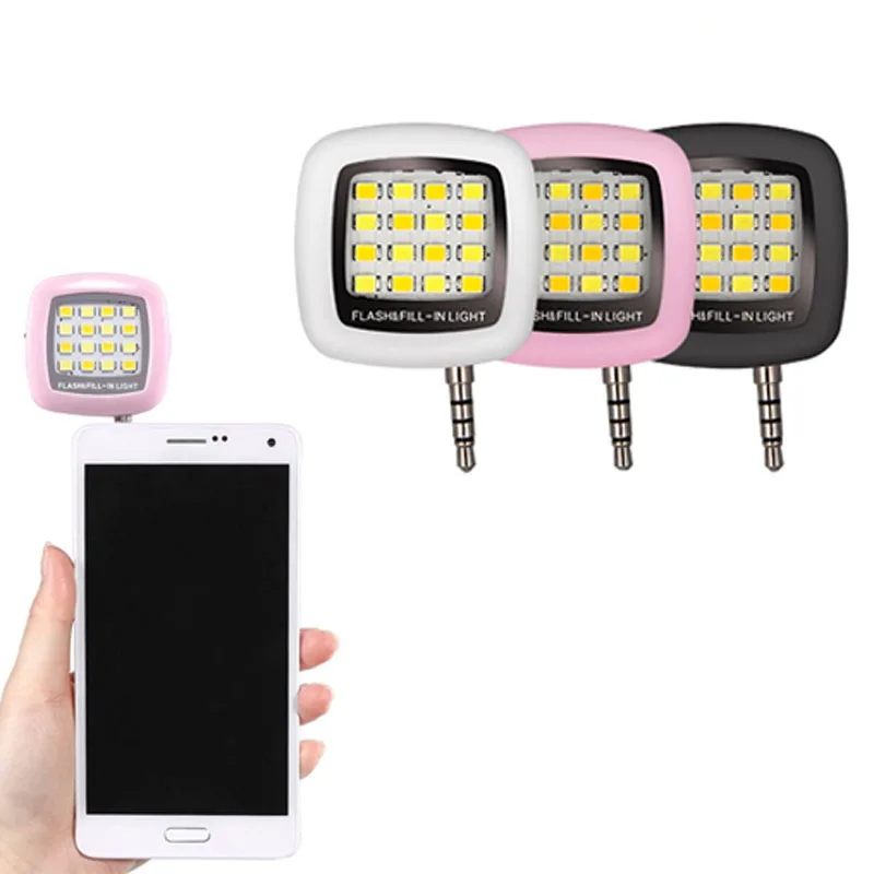 Mini LED Fill Light Portable 16 Spotlight Selfie Flash Lights 3.5mm Jack Plug for iPhone Android Smart Phones OC-shipping | Электроника