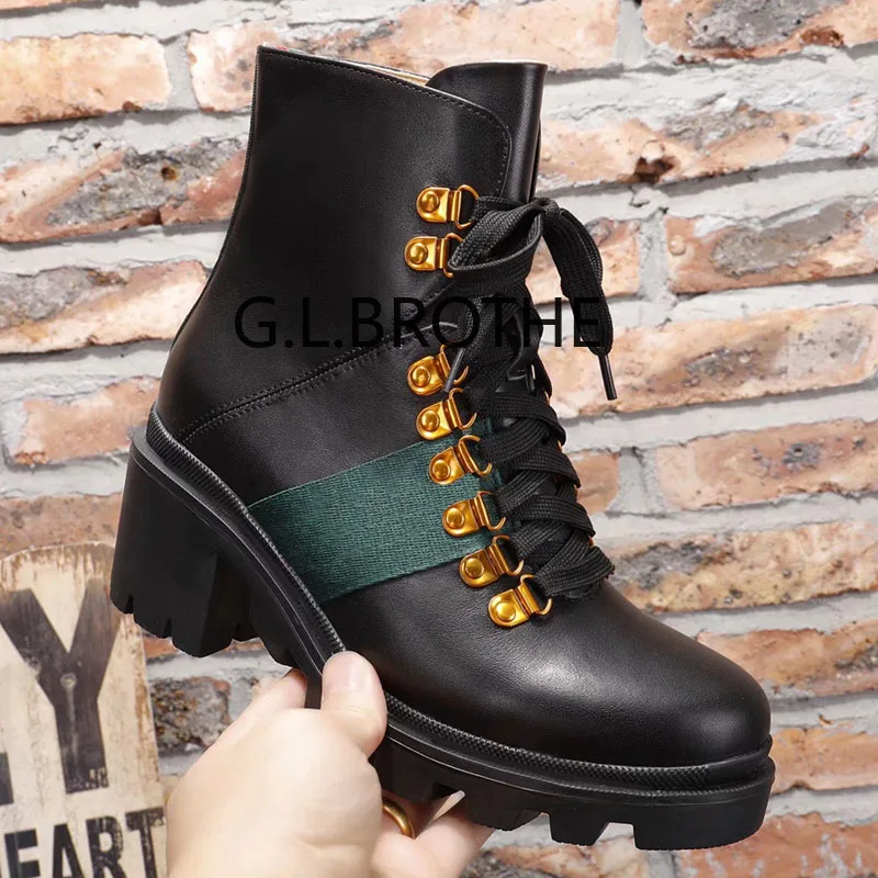 

Женские ботинки, модная дизайнерская женская обувь, роскошные брендовые высококачественные женские ботинки на плоской толстой подошве, ка...