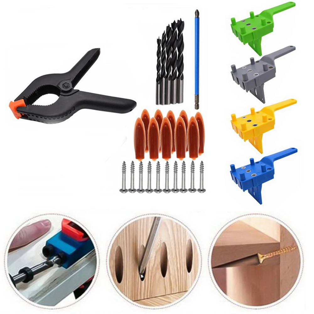 Quick Wood Doweling Jig | Woodworking Oblique Hole Jig | DIY Tools | Multi-functional Drill Bits | Pocket Hole Puncher Tools Set image 2