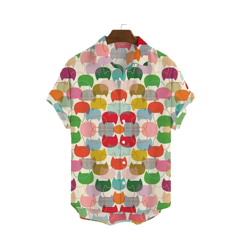 

Mens Short Sleeve Printed Shirt Loose Casual Tops Beach Summer Blouse Plus Size