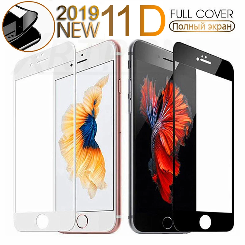 Закаленное стекло 11D с изогнутыми краями для iPhone 7 8 6 6S Plus Защита экрана 11 Pro X XS Max XR