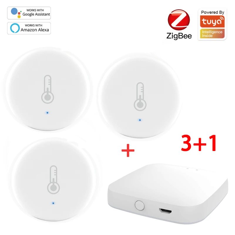 Умный датчик температуры и влажности Tuya ZigBee работает с приложением Alexa Google Home для