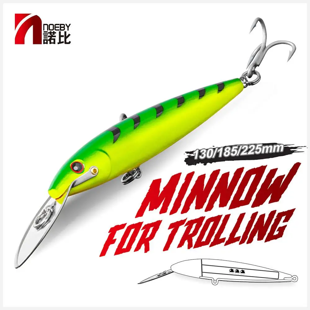 

NOEBY Trolling Fishing Lure 225mm 76g Floating Super Minnow Lures Fishing Bait Colorful 3D Eyes NBL9904
