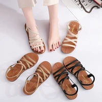 summer womens sandals flat soled roman shoes tendon soled soft and comfortable gladiator sandals fashionable casual beach shoes