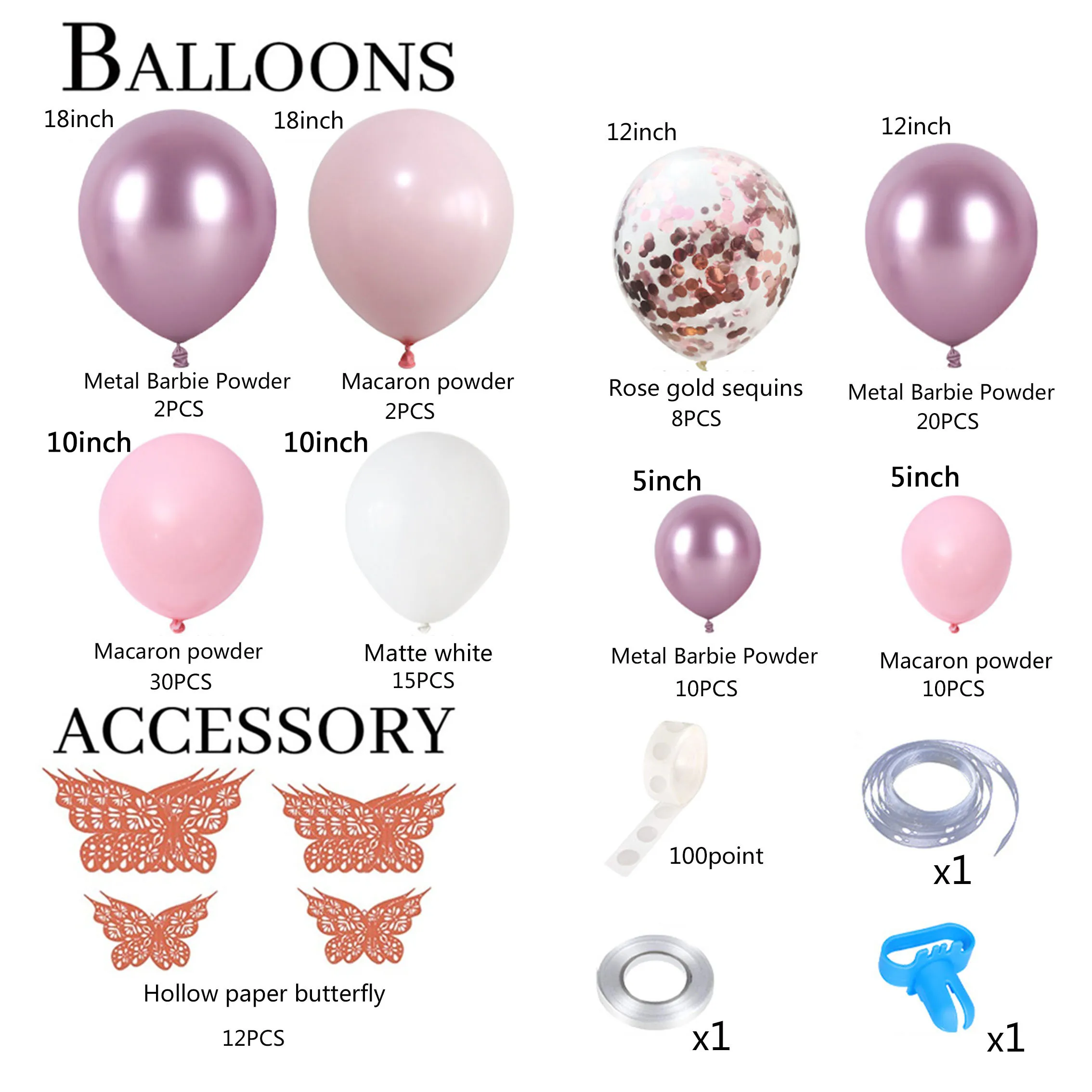 Guirnalda de Globos de macarr&oacute;n, rosa, mariposa de oro, Metal, rosa, p&uacute;rpura, Globos para cumplea&ntilde;os, globo de la fiesta de bodas, decoraciones para arco-5