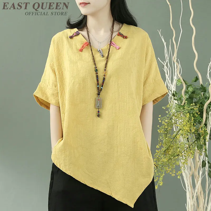 Одежда в китайском стиле Женская Асимметричная летняя футболка женская новая