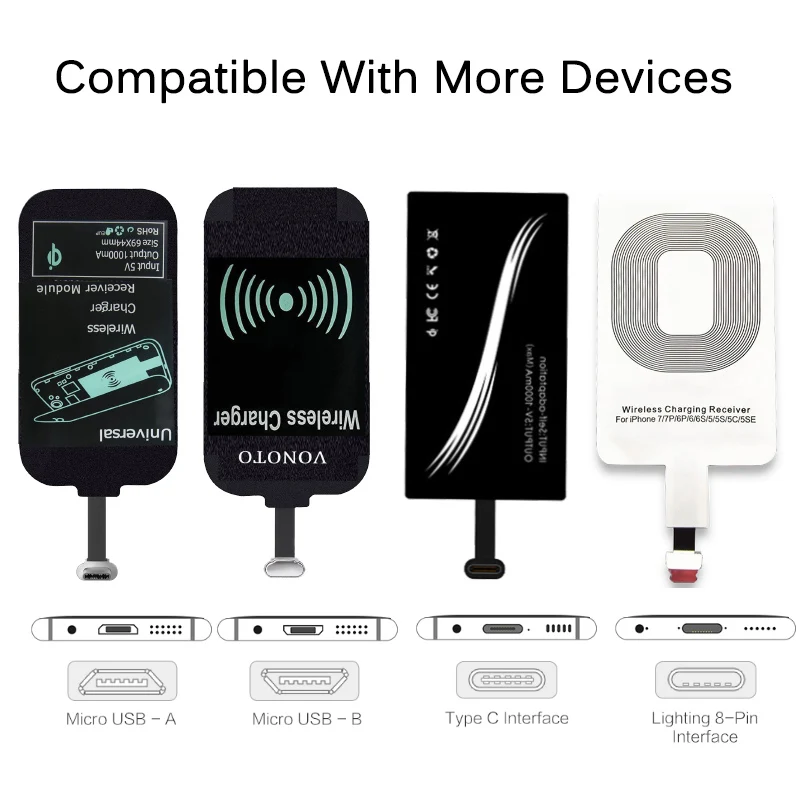 fast qi wireless charger receiver for iphone 6 7 plus universal charging receiver adapter pad coil for micro usb type c phone free global shipping