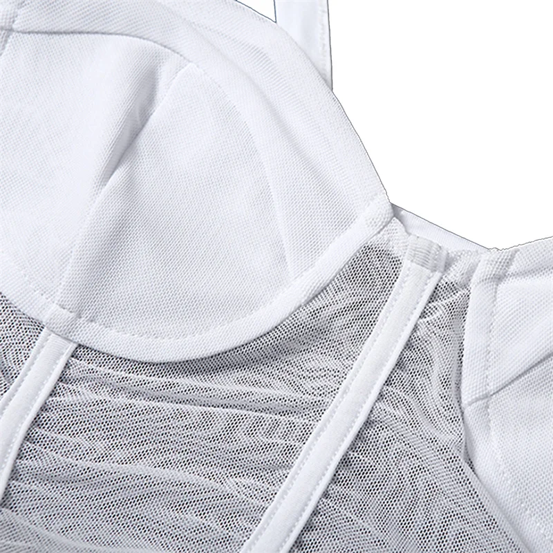 

Women Casual Close-fitting Dress Solid Color Boat Neck Backless Sleeveless See-through Dresses For Female Summer 2021