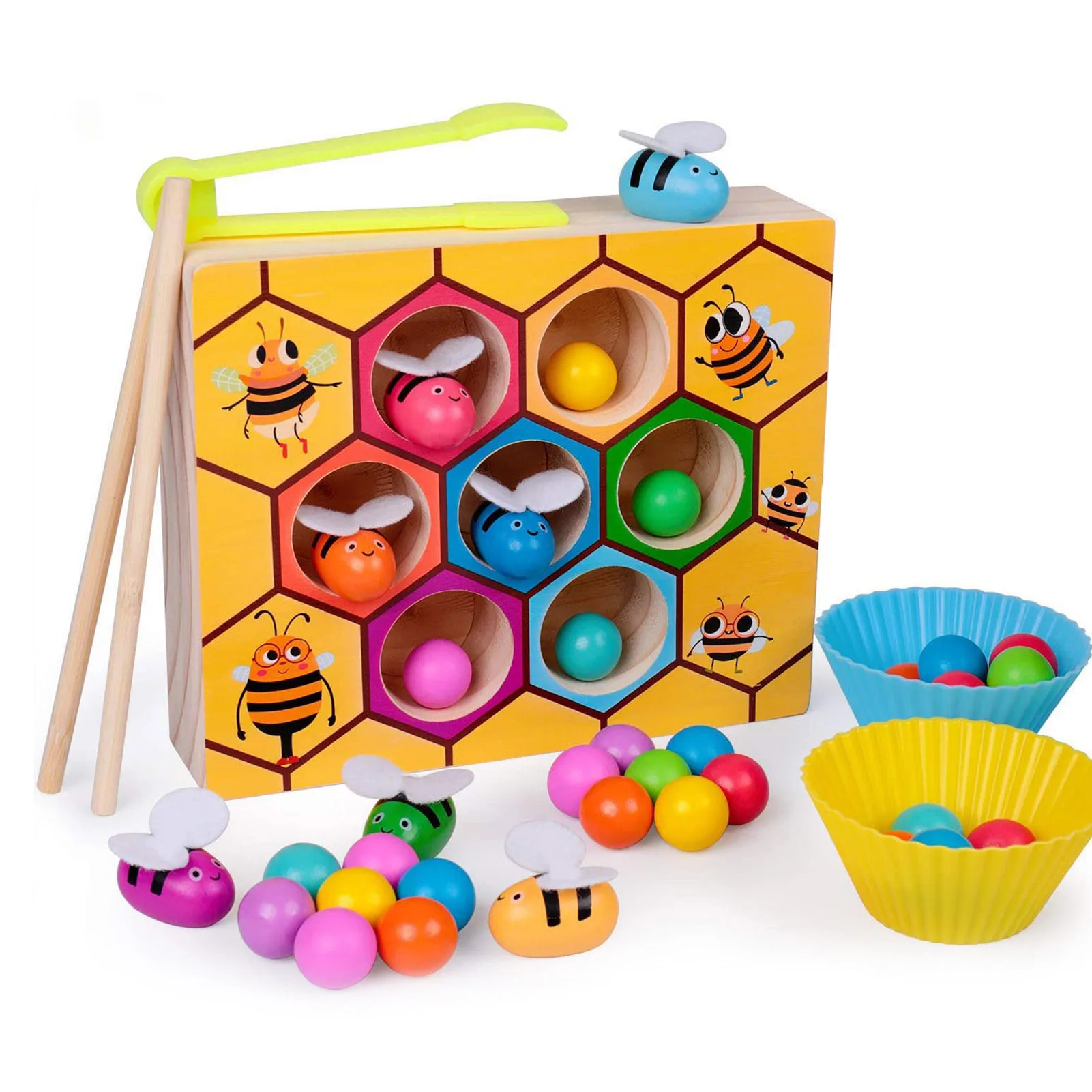 

Деревянные игрушки Hive Montessori, детские пчелы, зажим для сбора памяти, обучение математике, раннее развитие, Интерактивная игрушка