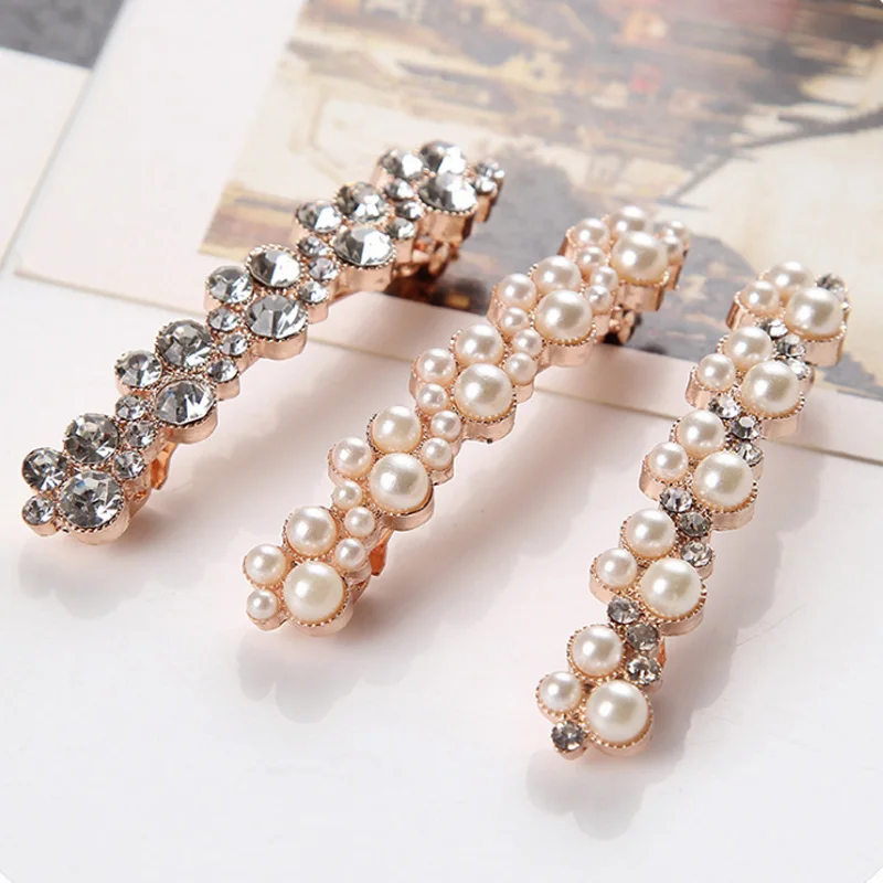 

Fashion 5 Colors Korean Crystal Pearl Hair Clips Elegant Women Barrettes Hairpins Hairgrips Headwear Hair Accessories