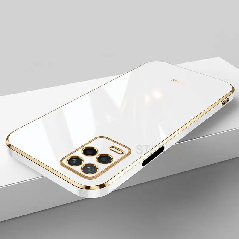 luxury plating square gold frame phone case on for oppo realme 8 pro 4g realme8 8pro soft silicone tpu back cover free global shipping