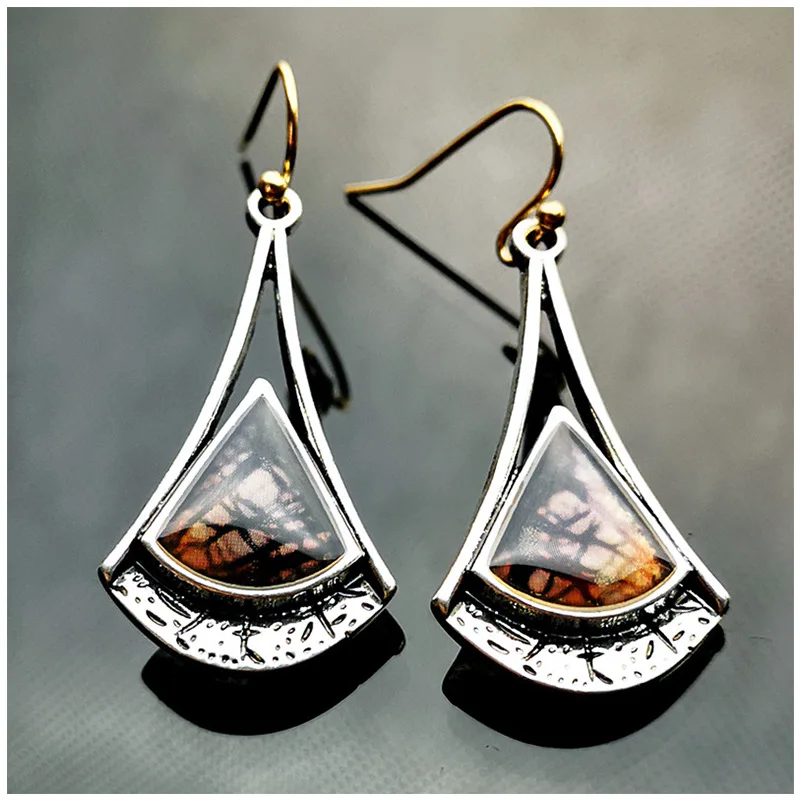 Винтажные серьги-подвески серебряного цвета в стиле гинкго билоба для женщин