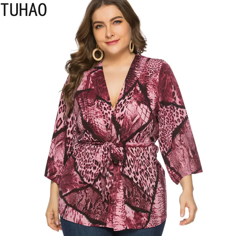 Блузка TUHAO Женская винтажная размера плюс топ для мам WM100 6XL 5XL 4XL | одежда
