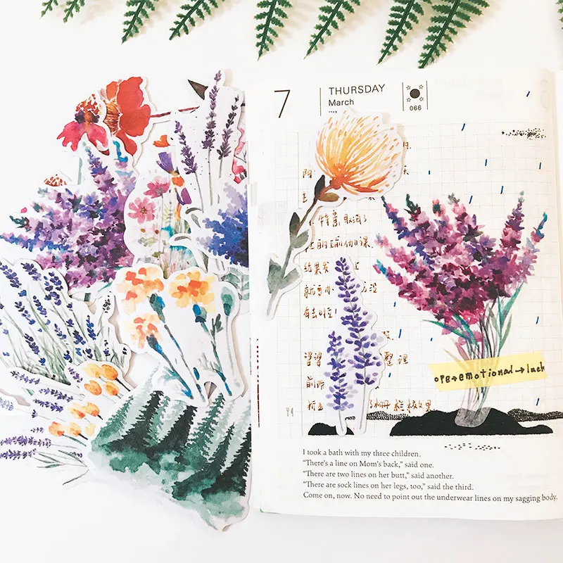 

13Pcs/Set Lavender Watercolor Wind Flowers Sticker DIY Craft Scrapbooking Album Journal Happy Planner Decorative Stickers