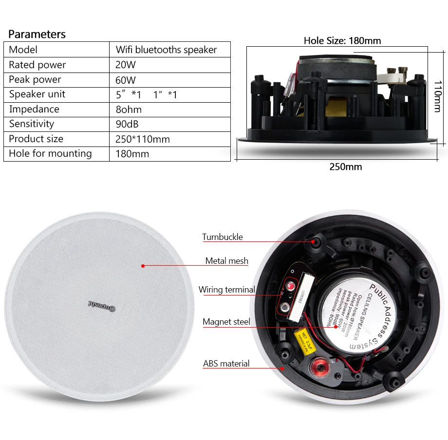 Oupushi продукт Wifi потолочный динамик Wifi усилители для дома семейный фон Музыка