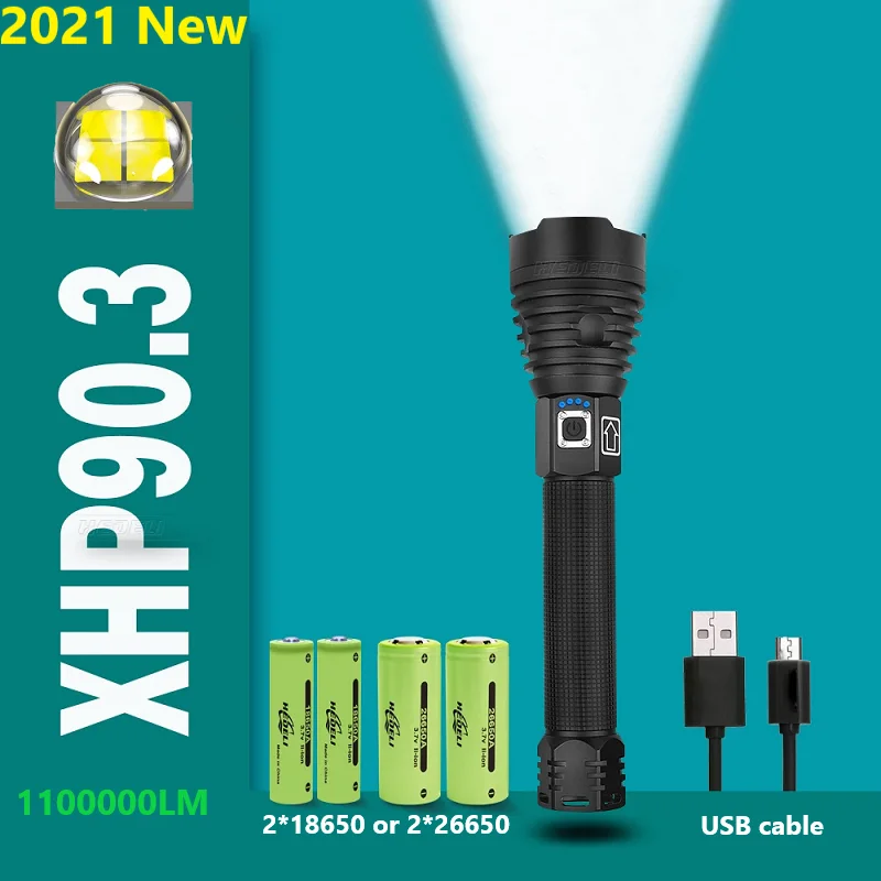

USB Rechargeable XHP90.3 Most Powerful led flashlight torch XHP90 P70 High Power tactical flashlight hunting fishing flash light