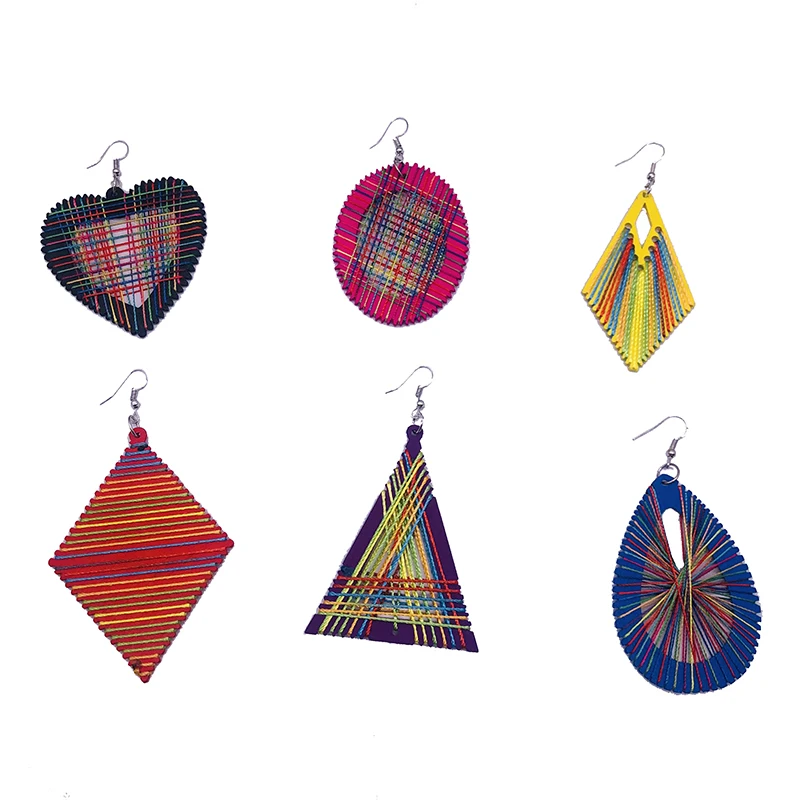 Бесплатная доставка! Оптовая цена деревянные серьги ручной работы 6 видов |