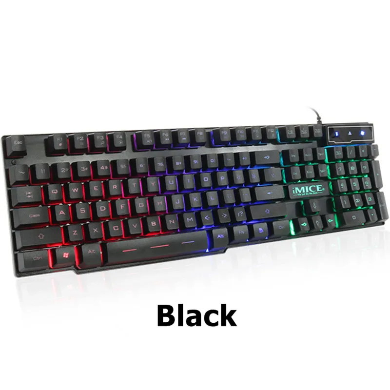 Model 1-Black Eng Игровая клавиатура iMice, имитация механической клавиатуры с подсветкой, русская геймерская клавиатура, проводные игровые клавиатуры USB для компьютера - Цвет: Model 1-Black Eng