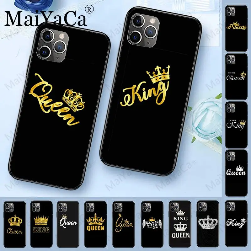 Роскошный высококачественный защитный чехол king queen princess DIY для iphone 11Pro 5s 6s 12pro 8plus x