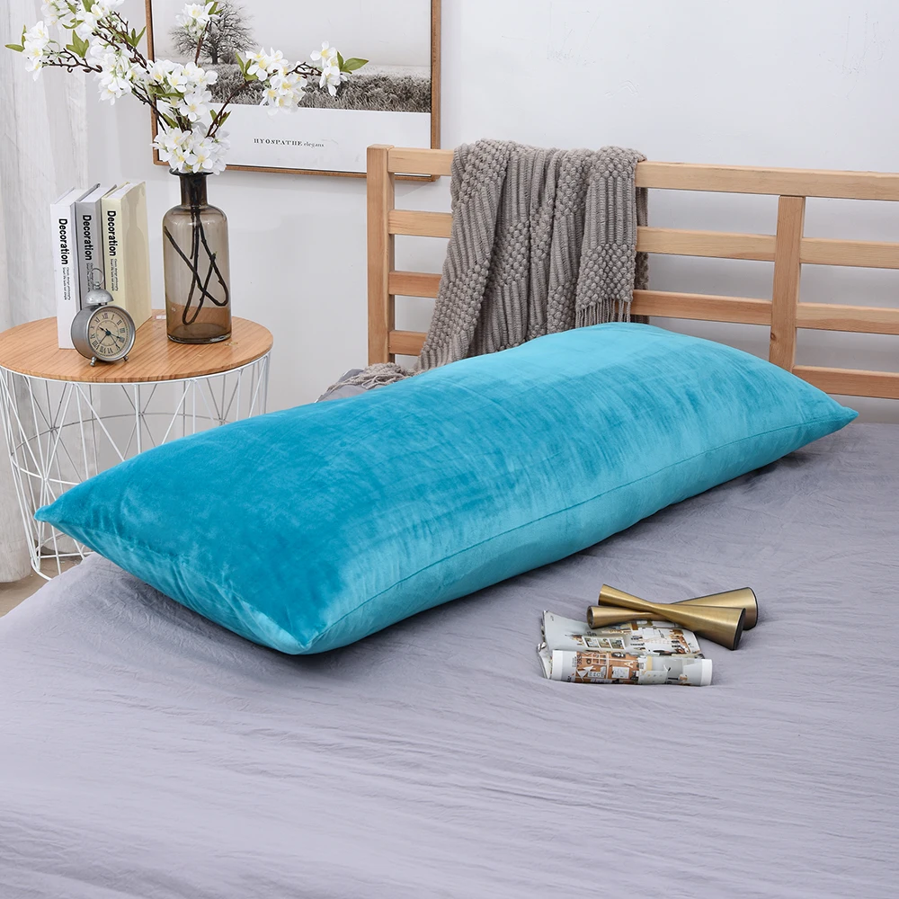 Custom Velvet Fabric Long Pillow Case 80X120cm Soft Velour  Equal Body Cushion Cover For  Sofa Backrest Bedside