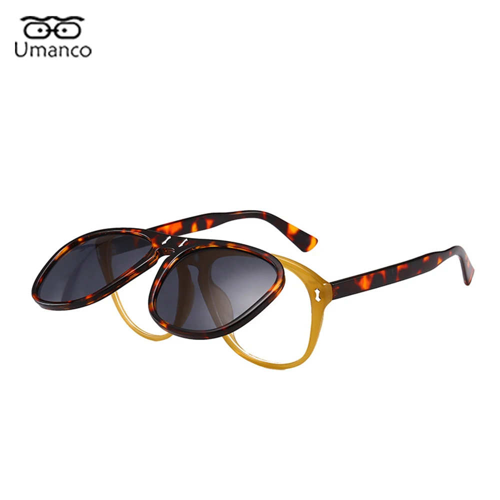 

Солнцезащитные очки в стиле стимпанк для мужчин и женщин, стильные трендовые крутые солнечные очки в стиле панк, с двойным откидным покрыти...