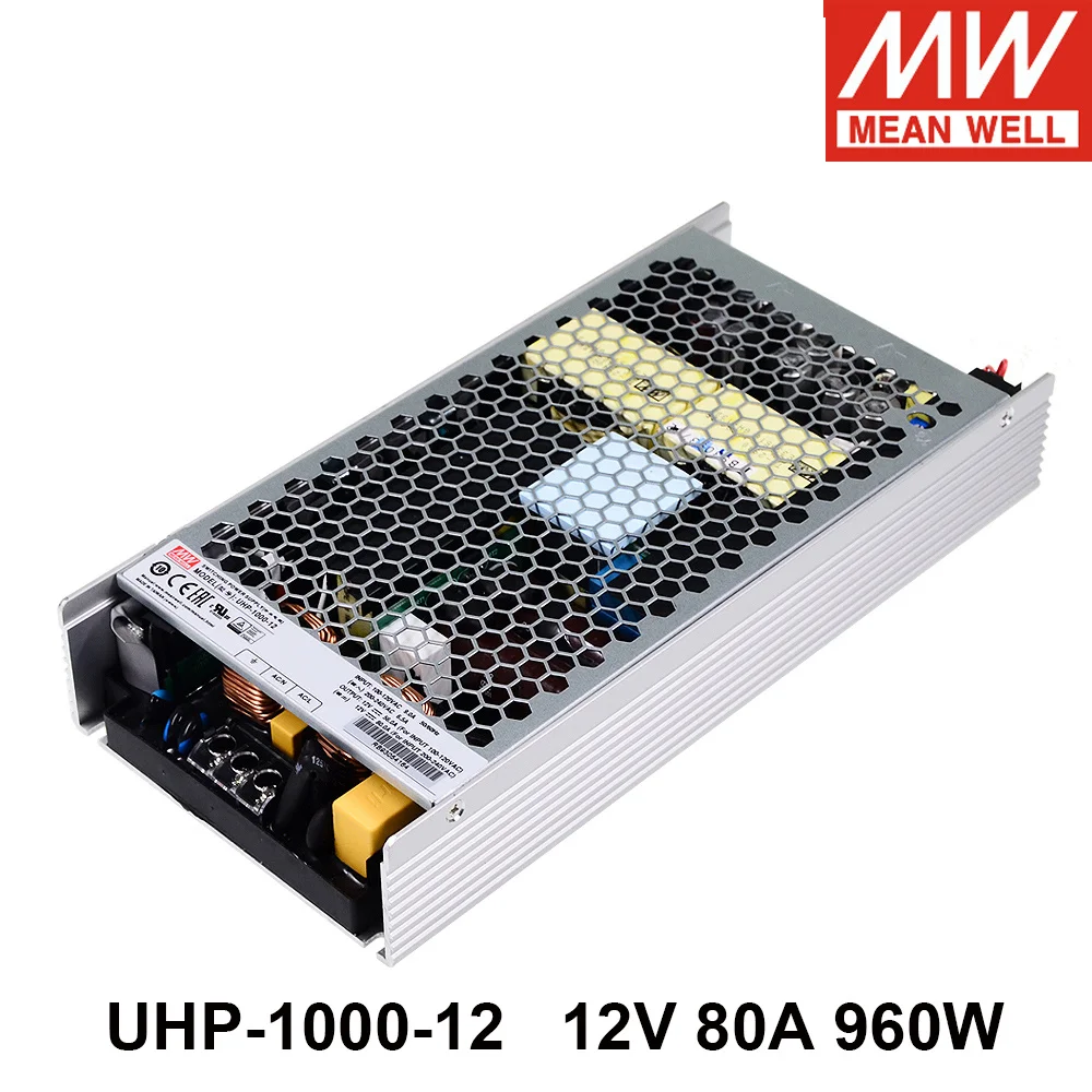 

MEAN WELL UHP-1000-12 110V/220V AC to DC 12V 80A 1000W Single Output Switching Power Supply Meanwell PFC Transformer UHP-1000