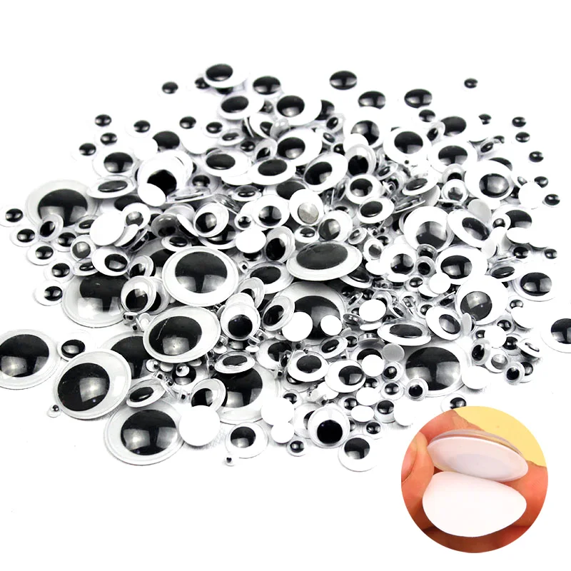 10 мм 500 шт. стеллажи для глаз Googly помпоны с самоклеящимися глазами клей сделай сам