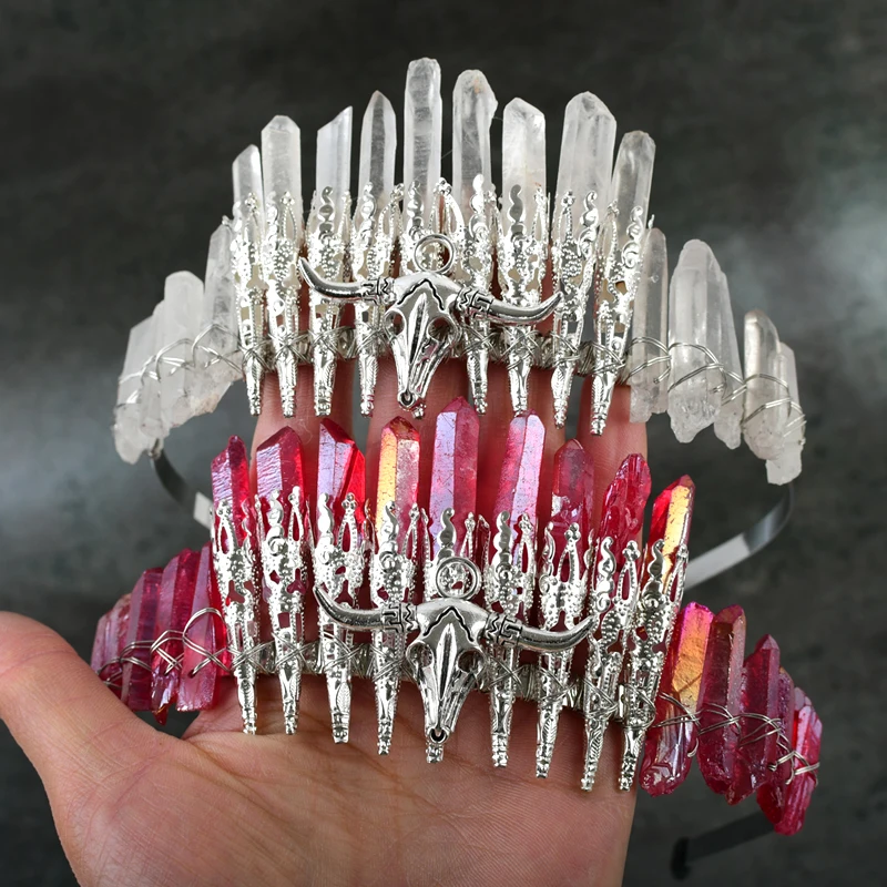 

Moon Metal Quartz Crystal Mystic Hair Comb Cow Crystal Headpiece Bohemian Headdress Crystal Hair Accessories Boho Bridal Wedding