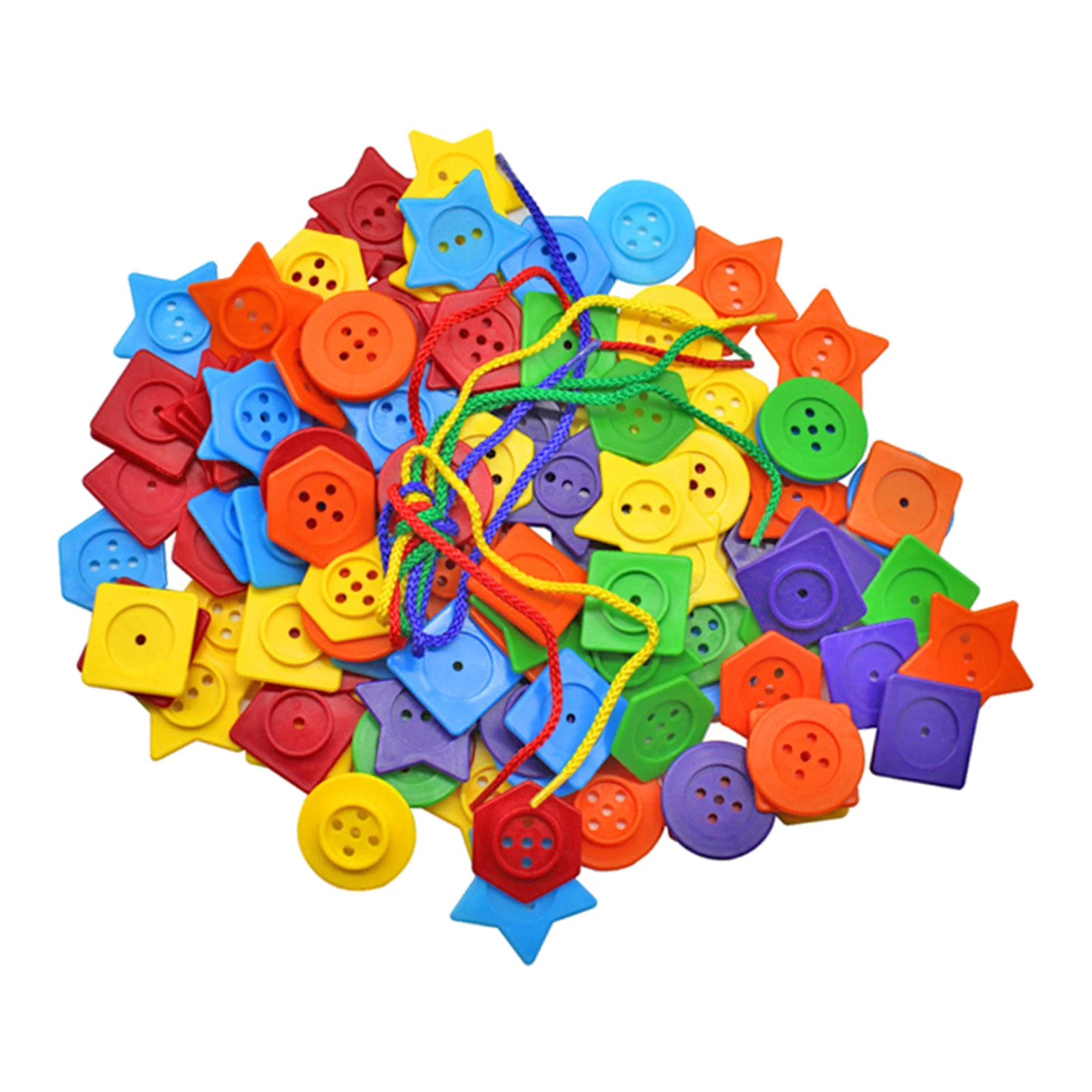 

288pcs Children Threading Buttons Educational Toy Craft Shoelace Tangr