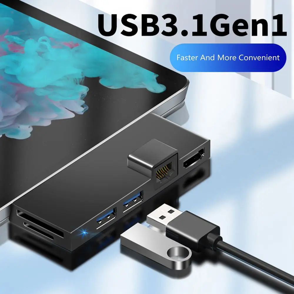 

USB Hub Gigabit Ethernet Adapter Mini Splitter Dual USB+TF/SD Docking Station Multi-function Converter for Surface Pro4/5/6