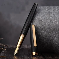 hongdian 1845 metal black fountain pen steel beautiful stripe ink pen extra fine fine nib office business writing gift pen