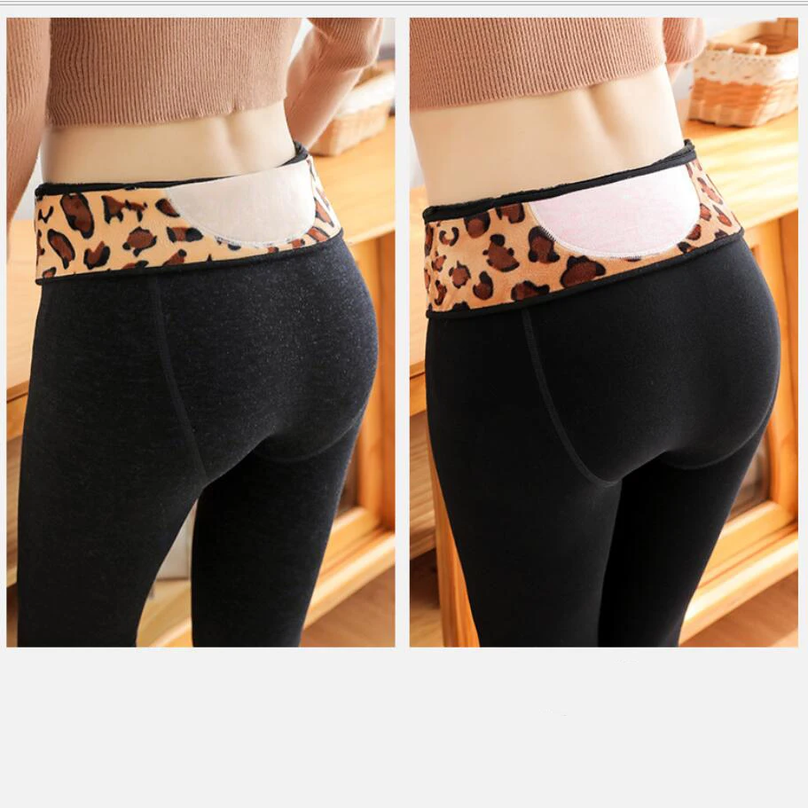 Леопардовые черные бархатные 550 г зимние толстые размера плюс теплые женские