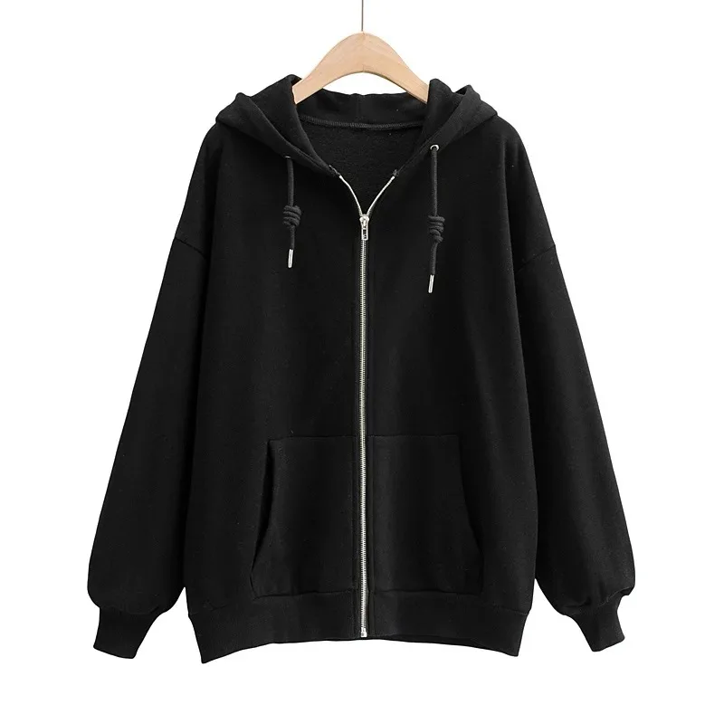 

SONDR women's BM style super loose zipper cardigan jacket women's spring fashion solid color hooded sweater sweatshirt women