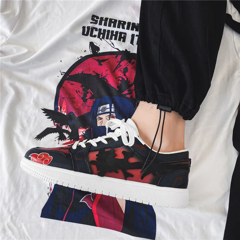 

Anime Shoes Casual Sneakers Leather Rubber Lace Up Low Top Flats Itachi Cosplay Cartoon Men Shoes Zapatillas Hombre Basket Homme