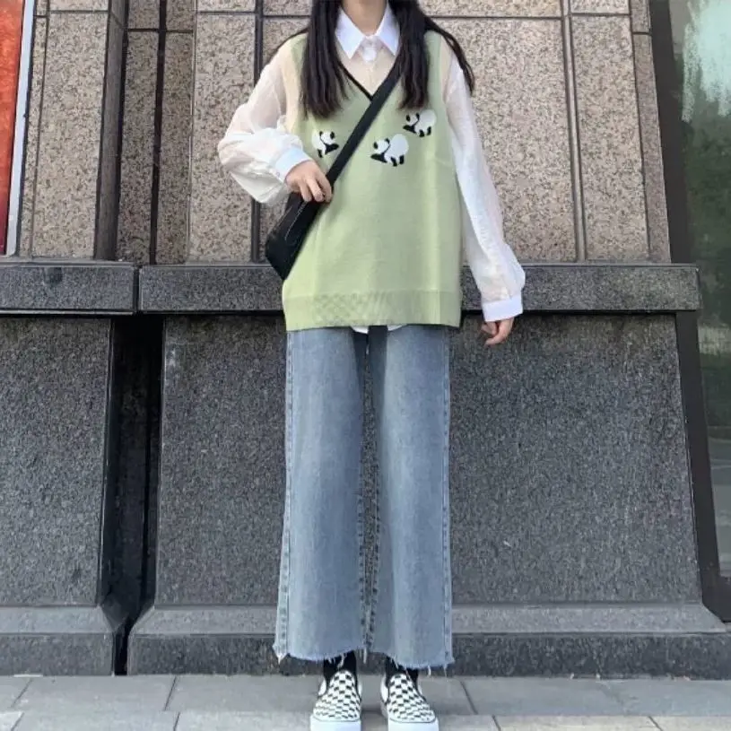 

High Waist Wide Leg Jeans Women's loose fit Korean students' new slim and high ins Harajuku style straight pants in winter